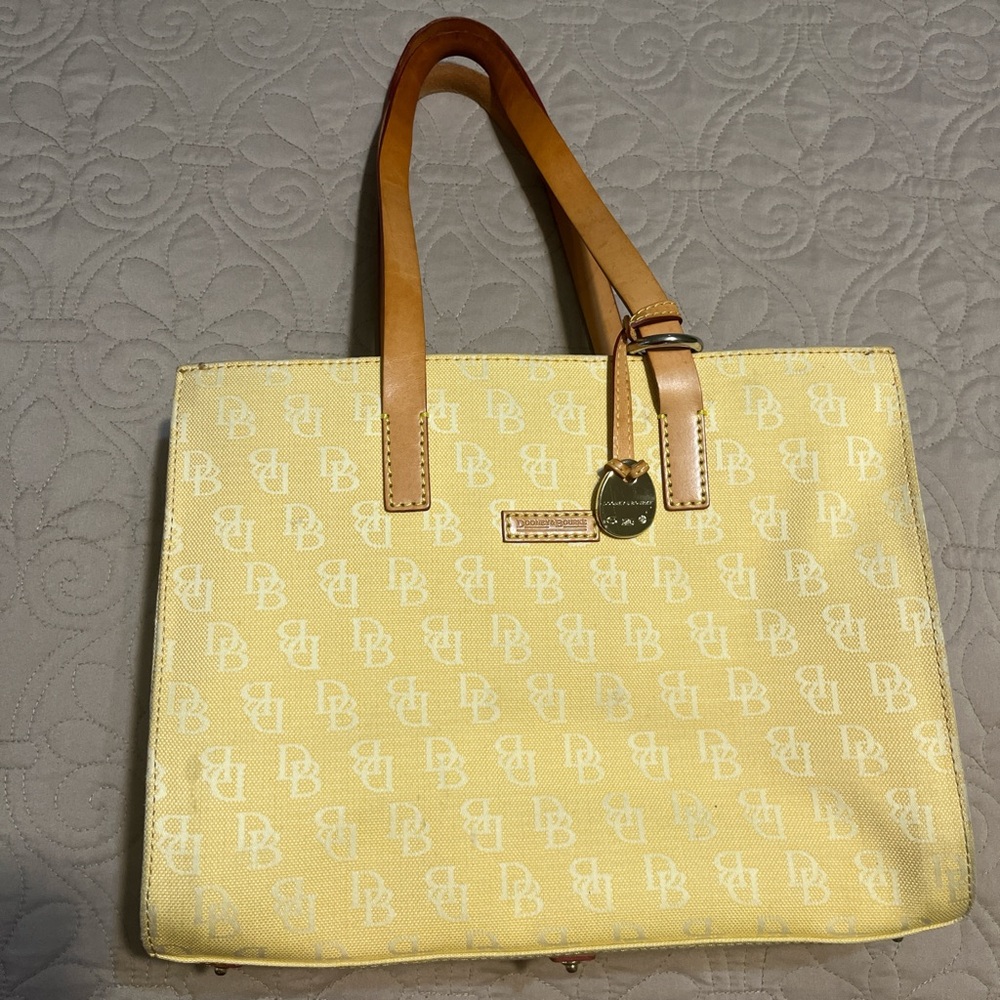 Dooney & Bourke Yellow Tote with Tan Handles